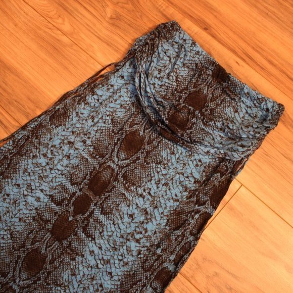 Venus Blue Snakeskin Pattern Maxi Skirt XS - Picture 2 of 7